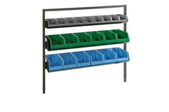 Van Kit 1 consists of 1 van frame with 3 levels of different size bins stored on the Bintec van frame system.